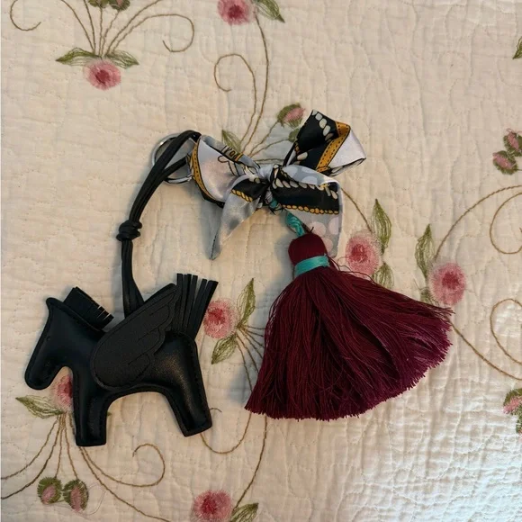 Black Leather Pegasus Charm with Burgundy Tassel - Picture 10 of 13